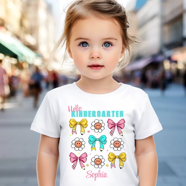 Kindergarten Back To School Cute Bow Pencil Name Toddler T-Shirt (Kindergarten Back To School Cute Bow Pencil Name Toddler T-shirt)