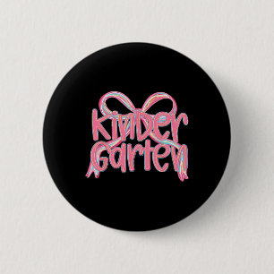 Kindergarten Back To School Girls Pink Bow Coquett 6 Cm Round Badge