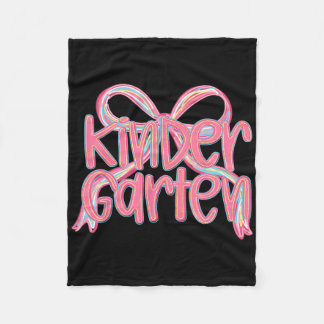 Kindergarten Back To School Girls Pink Bow Coquett Fleece Blanket