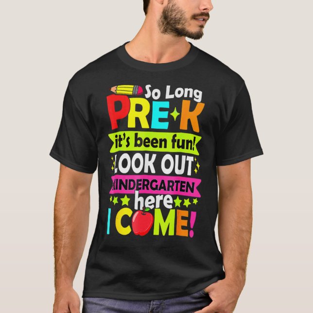 Kindergarten Back To School Kids So Long Pre K Las T-Shirt (Front)