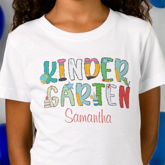 Kindergarten Back to School Personalised Script T-Shirt (Creator Uploaded)