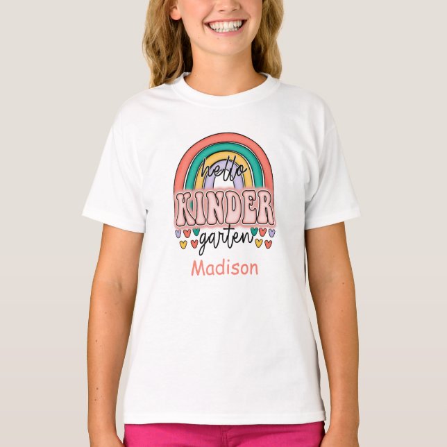 Kindergarten Back to School Rainbow Personalised  T-Shirt (Front)