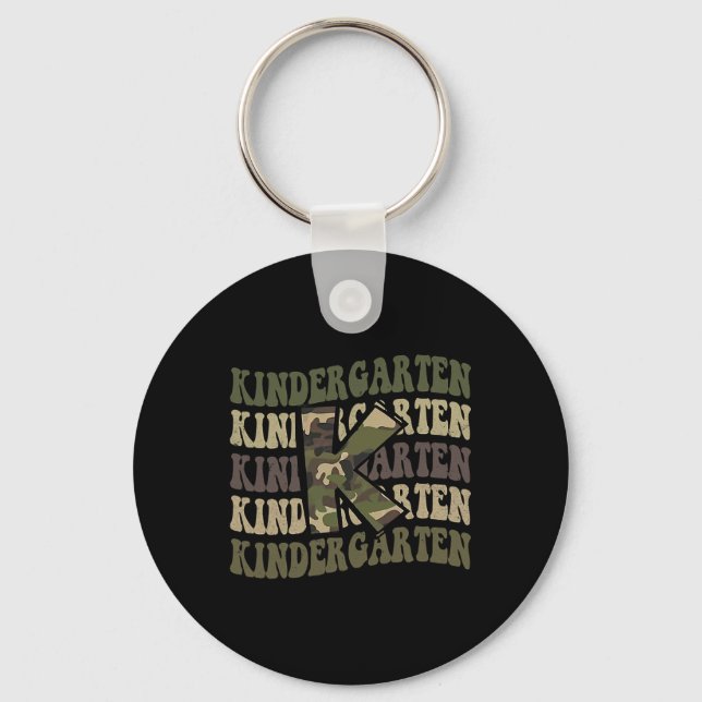 Kindergarten Camo Camouflage Boy Teacher Ck To Sch Key Ring (Front)