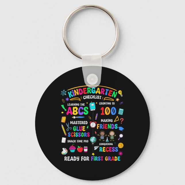 Kindergarten Checklist Ready For First Grade Back  Key Ring (Front)