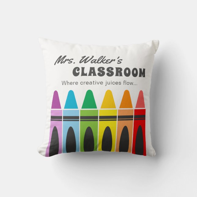 Kindergarten Colourful Crayons Classroom Custom Cushion (Front)