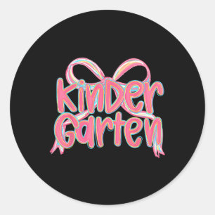 Kindergarten Coquette Bow Back To School First Day Classic Round Sticker