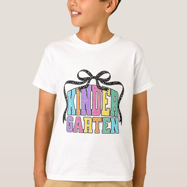 Kindergarten Coquette Bow Back To School Funny Tea T-Shirt (Front)