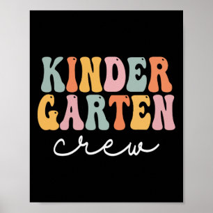 Kindergarten Crew Retro Groovy Vintage First Day O Poster