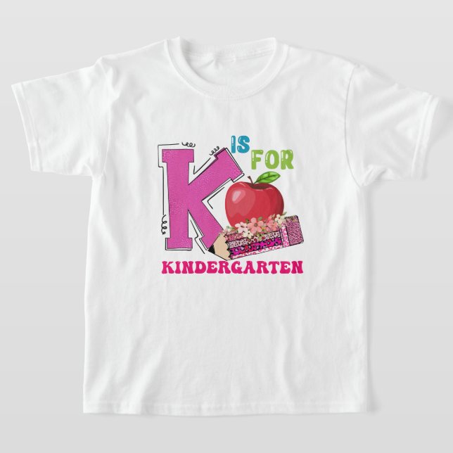 Kindergarten Cute Leopard K Is For Kindergarten  T-Shirt (Laydown)