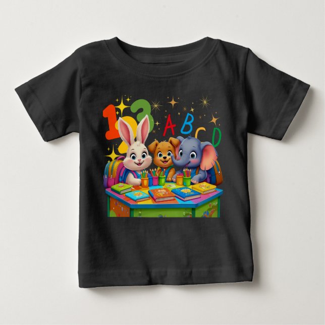 Kindergarten Cuties – ABC Animal Friends Baby T-Shirt (Front)