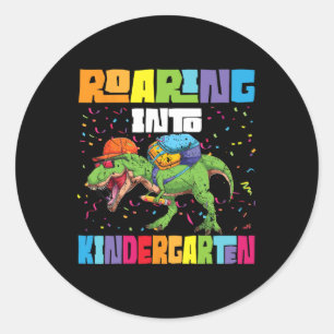 Kindergarten Dinosaur T Rex Back To School Boys Classic Round Sticker