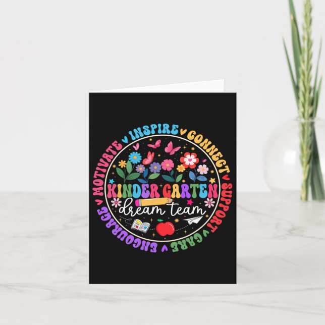 Kindergarten Dream Team Back To School Teacher Flo Card (Front)