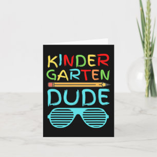 Kindergarten Dude Fun Pencil First Day School Blu Card