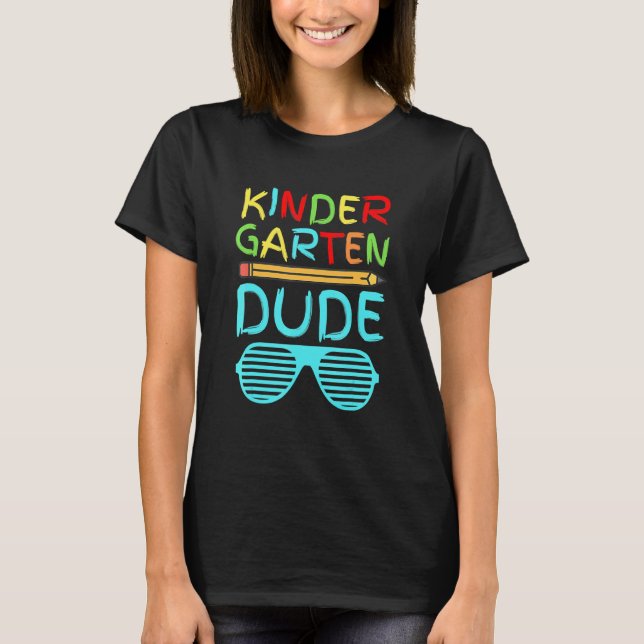 Kindergarten Dude   Pencil First Day School Blue T-Shirt (Front)