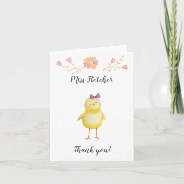 Kindergarten Elementary School Teacher thank you Card (Front)