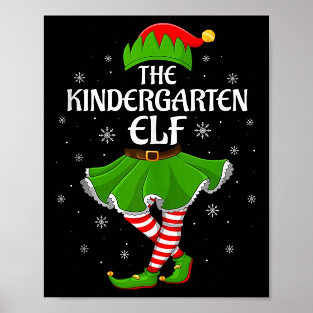 Kindergarten Elf Christmas Family Girls Women Elf  Poster (Front)