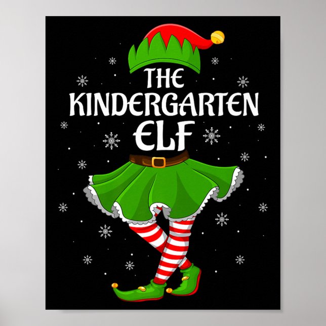 Kindergarten Elf Christmas Family Girls Women Elf  Poster (Front)