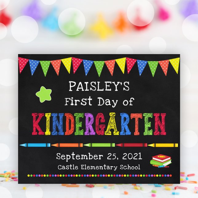 Kindergarten First Day Of School Chalkboard Sign (Kindergarten First Day Of School Chalkboard Sign)