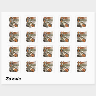 Kindergarten Ghouls Crew Cute Cowboy Ghost Square Sticker