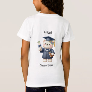 Kindergarten Girl Graduate Name Cute Teddy Bear T-Shirt
