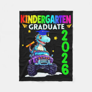 Kindergarten Graduate 2026 Dinosaur Monster Truck Fleece Blanket