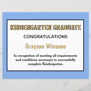 Kindergarten Graduate Award Sheet