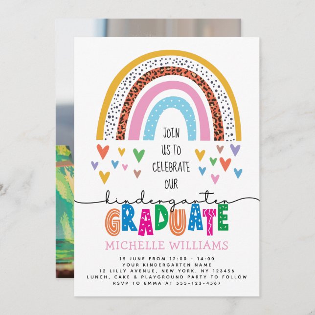 Kindergarten Graduate Photo  Invitation (Front/Back)