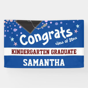 Kindergarten Graduation blue Confetti Photo Banner