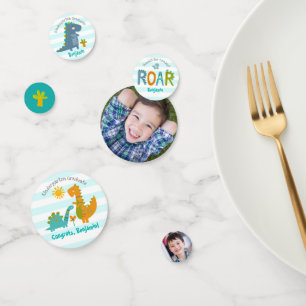 Kindergarten Graduation Blue Dinosaur Boy 2 Photo Confetti