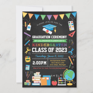 Kindergarten Graduation Chalkboard - Edit Any Year Invitation