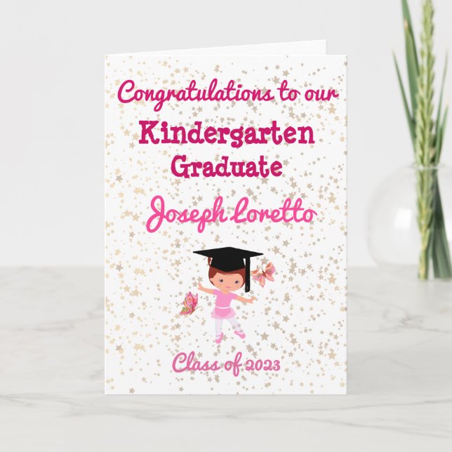 Kindergarten Graduation Congratulations Ballerina Card (Front)