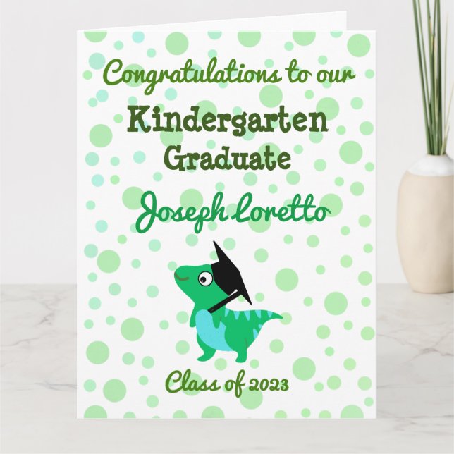 Kindergarten Graduation Congratulations T-REX Card (Front)