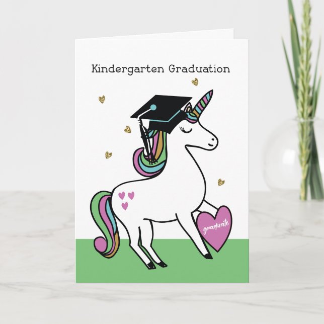 Kindergarten Graduation Congratulations Unicorn Card (Front)