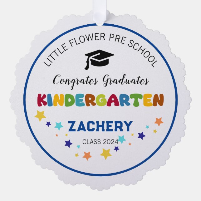Kindergarten graduation custom name tree decoration card (Front)
