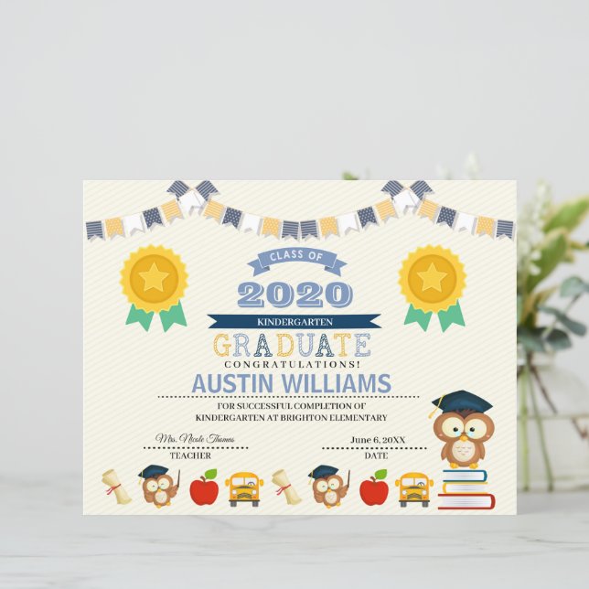 Kindergarten Graduation Diploma Certificate (Standing Front)