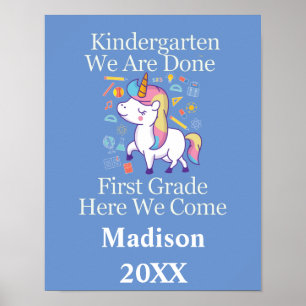 Kindergarten Graduation First Grade Unicorn Poster
