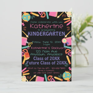 Kindergarten Graduation Invitation School Theme