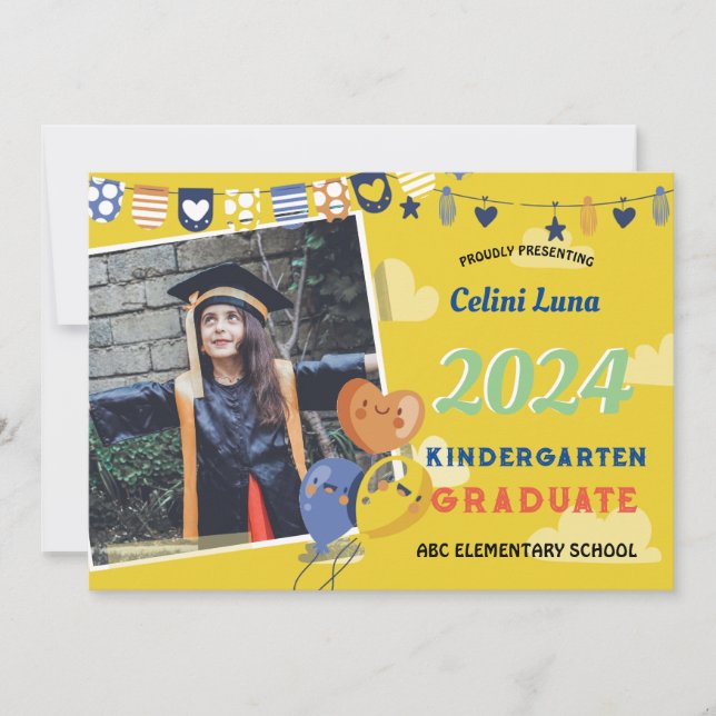 Kindergarten Graduation Invitation with Photo (Front)