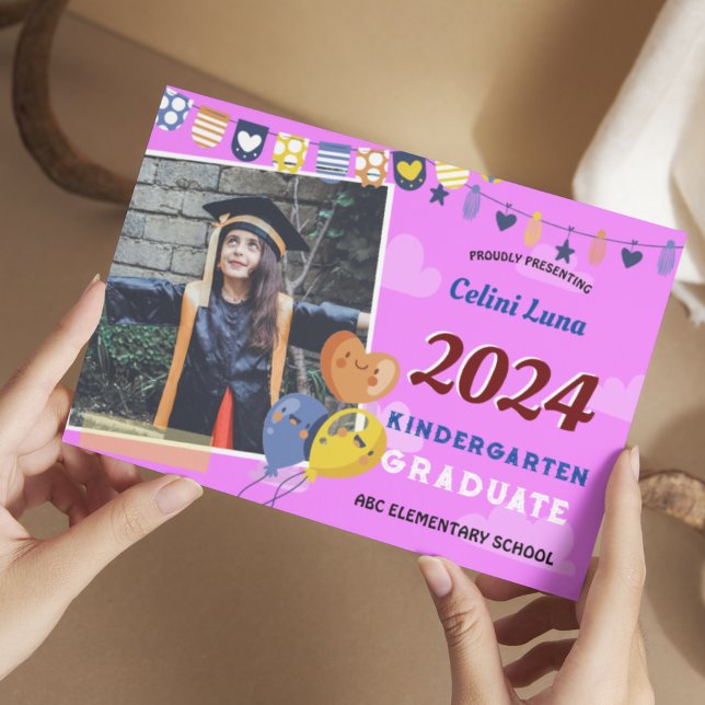 Kindergarten Graduation Invitation with Photo (Kindergarten graduation yard signs
Personalized kindergarten graduation gifts
Preschool graduation)