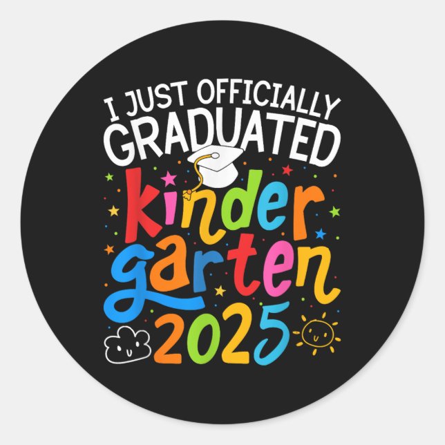 Kindergarten Graduation Officially Graduated Class Classic Round Sticker (Front)
