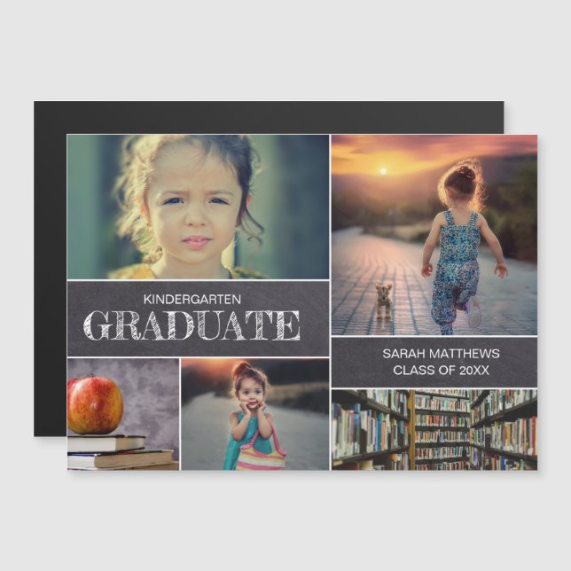 Kindergarten Graduation Photo Collage Announcement (Front/Back)