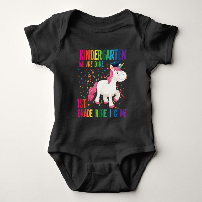 Kindergarten Graduation Surprise First Grade Kids Baby Bodysuit (Front)