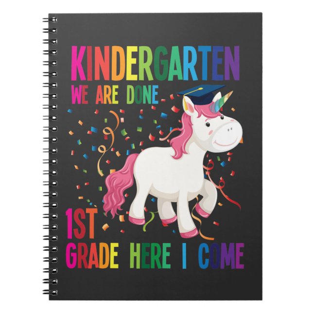 Kindergarten Graduation Surprise First Grade Kids Notebook (Front)