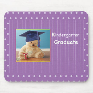 Kindergarten Graduation Teddy Bear on Purple Mouse Pad