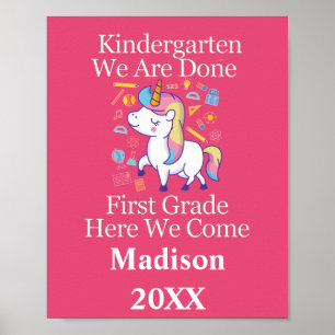 Kindergarten Graduation to First Grade Unicorn Poster