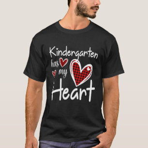 Kindergarten Has My Heart Buffalo Print Teacher Va T-Shirt