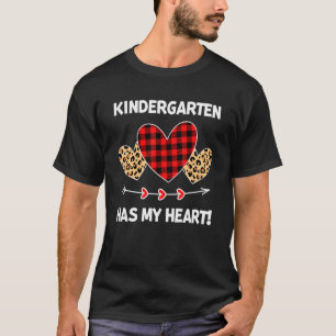 Kindergarten Has My Heart Leopard Buffalo Plaid Va T-Shirt