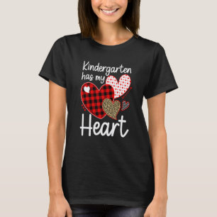 Kindergarten Has My Heart Sweeties Leopard Plaid T T-Shirt