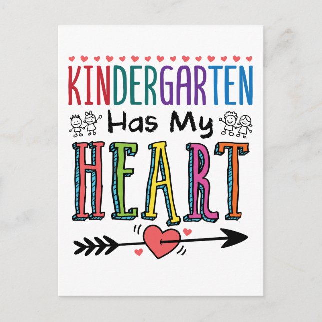 Kindergarten Has My Heart Teacher Teaching Team Postcard (Front)