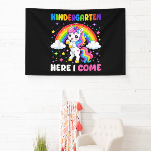 Kindergarten Here I Come Unicorn Back to School Banner